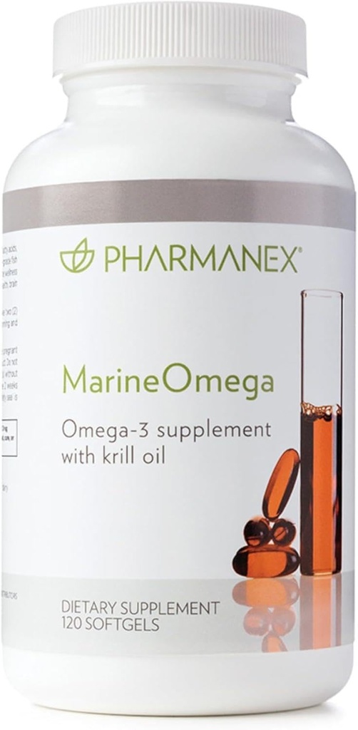 Pharmanex Marine Omega, Omega-3 Fatty Acids & Krill Oil Supplement, 1200mg DHA & EPA / service, 120 Softgels, Supports Heart, Brain, Joint, and 总体健康