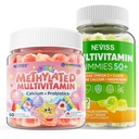 NEVISS 儿童多维塔明 具有钙,Probiotics,维生素D3 K2 A + 无糖男 50 + Plus, 多维塔明 Gummys w/Omega-3, Coq10, D3k2, 钙