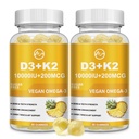 M英寸维生素D3 K2 Gummys,维生素D3 1000IU,K2(MK-7) 200mcg,6-in-1 Vitamina D3 con K2 与Omega-3 补充 男女-骨骼,牙齿和免疫支持,无糖,2包
