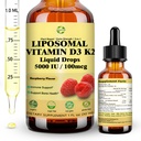 液化维生素 D3 K2 与钙镁 Omega3,高能 5-in-1 D3 K2 维生素 5000 IU 补充 骨质健康,心牙和Immue,超高吸收 liposomal D3K2 工厂