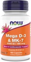 现在的补编,Mega D-3 & MK-7, 5000 IU / 180 mcg, Bone & 心血管支持 *,维生素 K-3 & K-2, 180 Capsules