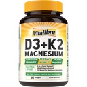 维他命维生素D3 K2 + 镁补充剂,10000 IU 维生素D3 和 100 mcg K2,配有镁甘油,骨,齿,Immune & Energy Support,高吸收,非GMO,易吞,60软胶