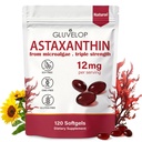 Astaxanthin 12mg, Premium Astaxanthin 抗氧化剂补充剂, 支持眼, 皮肤, Imune, 内部流通, 新鲜微藻源, 三强, 非 GMO, 4个月供应, 120软胶
