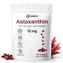 Astaxanthin Premium Astaxanthin 12mg 抗氧化剂补充剂,配有维生素E —120软胶,4个月供应,微藻源,支持皮肤,眼和联合健康,Non-GMO,Gluten & Soy Free