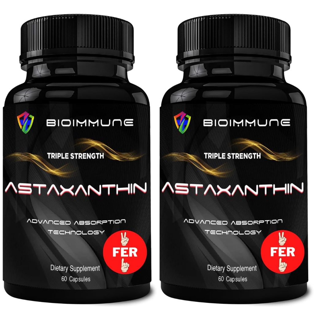 BioImmune 2 Pack 三重强度 AstaQuilTM Astaxanthin 12mg 增强吸收,120 软胶 w/ Organic Coconut Oil. 强大的抗氧化剂用于眼,联合和心脏健康