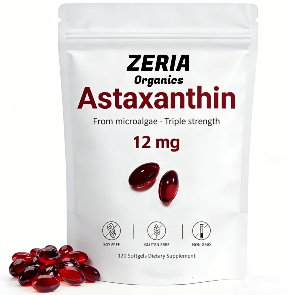 Astaxanthin 12mg,天然Astaxanthin补充藻类,120 Softgels 4-Month 供应