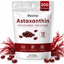 ROVINA Astaxanthin 12mg 软胶、抗氧化剂补充剂 支持眼、皮肤、免疫、联合、内部流通、非GMO和Gluten Free - 200 软胶