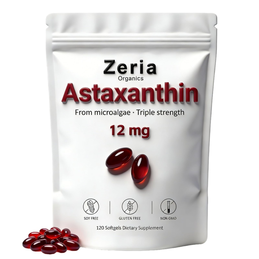 Astaxanthin 12mg,天然Astaxanthin 补充藻类,120 软胶(1袋)