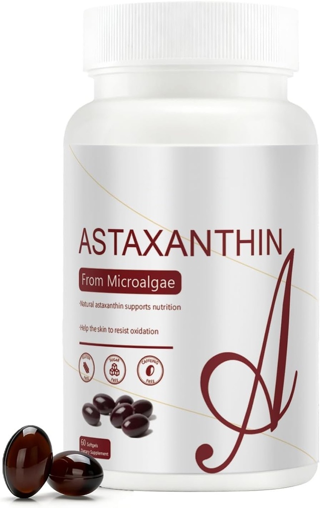 Astaxanthin 12 mg QQ 来自天然微藻 60 软胶(2-Month Supply) QQ 容易到燕子,Non-GMO,Soy-Free