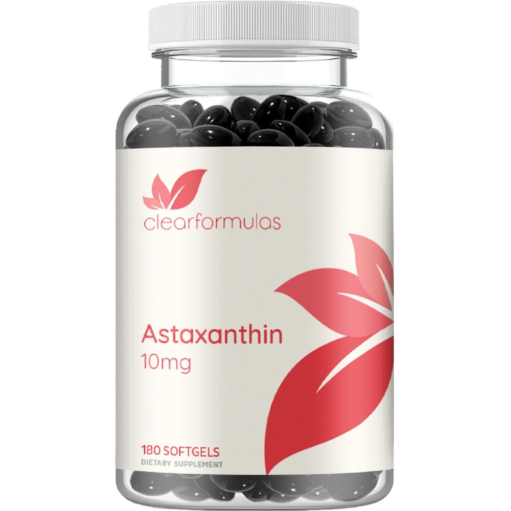 基于藻类的Astaxanthin补充剂 - 快速释放 Astaxanthin 10mg 非GMO 超强强强抗氧化剂和肉眼健康支持- 在CGMP 美国实验室制造(6个月供应)