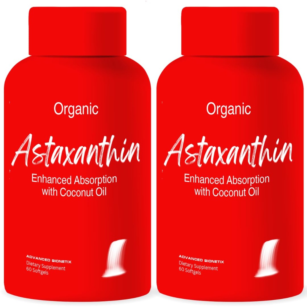 高级Bionetix 2 Pack 三重强度 AstaQuilTM Astaxanthin 12mg高生物利用率公式,120软胶有机椰油用于增强吸收. 强抗氧化剂眼联合心脏健康