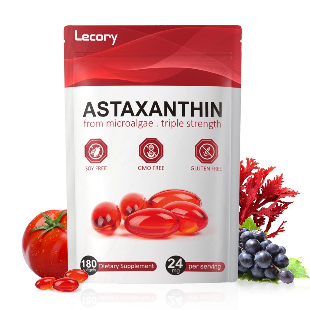 Astaxanthin 24mg, 180 Softgels → 6个月供应 Premium Antioxidant → 眼睛, Immune, Skin和流通支持 → 容易吞咽, Non-GMO, Soy Free