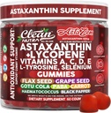 清洁营养素 AstaZen Astaxanthin Gummys 12mg - 配有 Lycopene,维生素A C D E, L-Tyrosine & Selenium - 抗氧化剂支持 Gummys - 60 计数