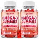 2 Pack Vegan Omega-3 Gummys 1000mg, Omega 3 成人鱼油替代品,基于植物的DHA 460mg和EPA 230mg w/维生素A, C, E,草莓火焰,120 Count