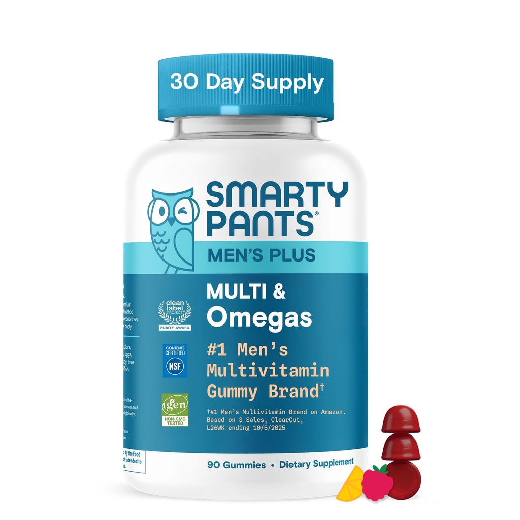 SmartyPants Men's multivevitamin Gummys with Omega 3 DHA/EPA, Methylfolate,维生素D3, C, B12, B6, A, K, Zinc, Raspberry Lemonade Flavor, 90 Count (30天供应) 互联网档案馆的存檔,存档日期2014-03-02.