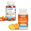 Halal Multivitamins for Kids (90 Counter) & Halal Omega 3 Gummys for 成人与孩子 (60 Counter) - 非GMO, Vegetarian, Gluten Free Halal Gummys