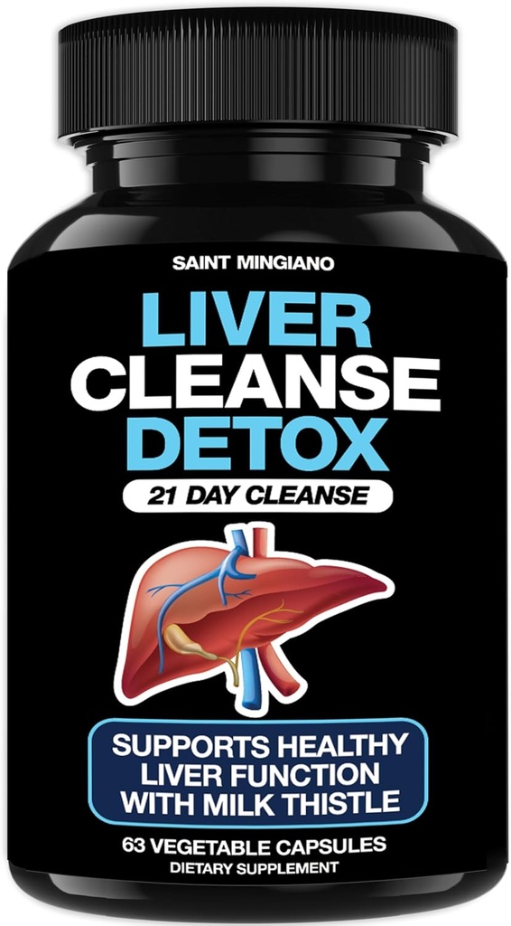 Liver Cleanse Detox & Reference - 21日 Cleanse - Natural Liver Support 配有牛奶硝酸盐,丹德利昂根,菠菜叶,以及Artichoke 提取的肝脏健康补充剂