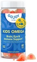 GOJOY Kids Omega 3 DHA Gummys – No Fish Burps, No Sugar – Brain, Eye & Immune Supports – Plant-Based Omega-3 from Algae – Vegan, Toddlers的清洁DHA,儿童与儿童年龄3+