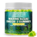 海洋藻类 Omega 3 Gummys 含3400mg+ → DHA/EPA/ALA, 20:1 葡萄种子提取,维生素 C & Folate → 心脏,脑和皮肤 → 植物基,无糖,60Ct