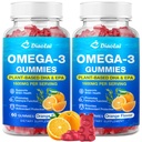 2 Pack Vegan Omega-3 Gummys for adderns – 无糖,基于藻类的DHA 600mg & EPA 300mg, 配有维生素A, C, E, Zinc – Omega 3 Fish Oil 替代品,120 Count