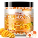 Vegan Omega-3 Gummys - 鱼油Omega 3 成人替代物 - Algae DHA 600mg & EPA 400mg,维生素D3 K2 - 无鱼味 - 用于脑,眼,免疫支持 - 无糖,120 计数