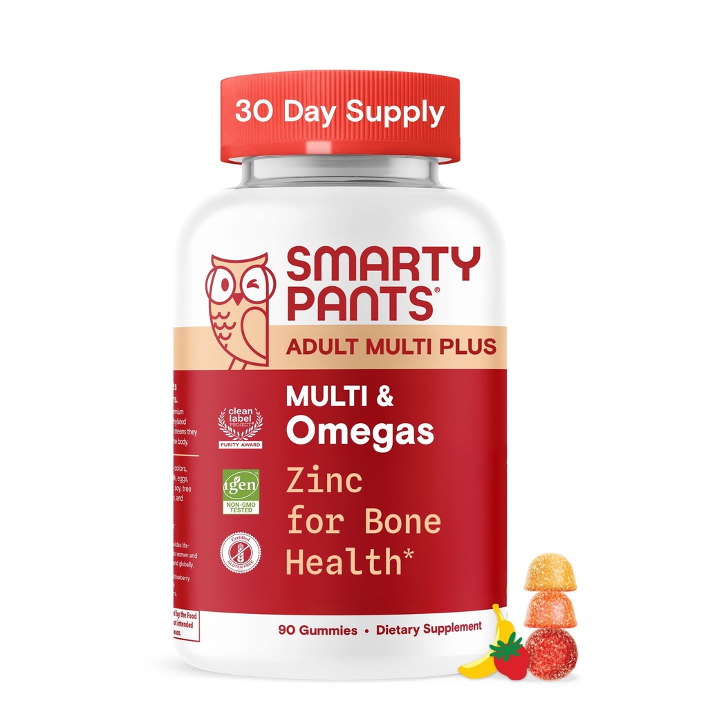 SmartyPants Multivitamin for Men & Women, Multivitamin Gummys with Omega 3(DHA/EPA),维生素D3,C,维生素B12,B6,A,K & Zinc, Biotin,Gluten Free, 90 Counter(30天供应) 互联网档案馆的存檔,存档日期2013-12-21.