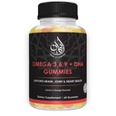 Halal Omega 3 6 9 + DHA Gummys for addors + 支持眼睛,脑,免疫和心脏健康 + 蔬菜和Gluten Free + 维生素 C, 基本脂肪酸和植物类 + 60 计数