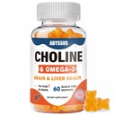 ABYSSUS Choline Gummys for Kids & Adults, Sugar Free Choline Bitartrate 补充 Algal Omega-3 DHA EPA & Active B6 B12, Brain & Liver Supports, Vegan, 60 Counter (英语).