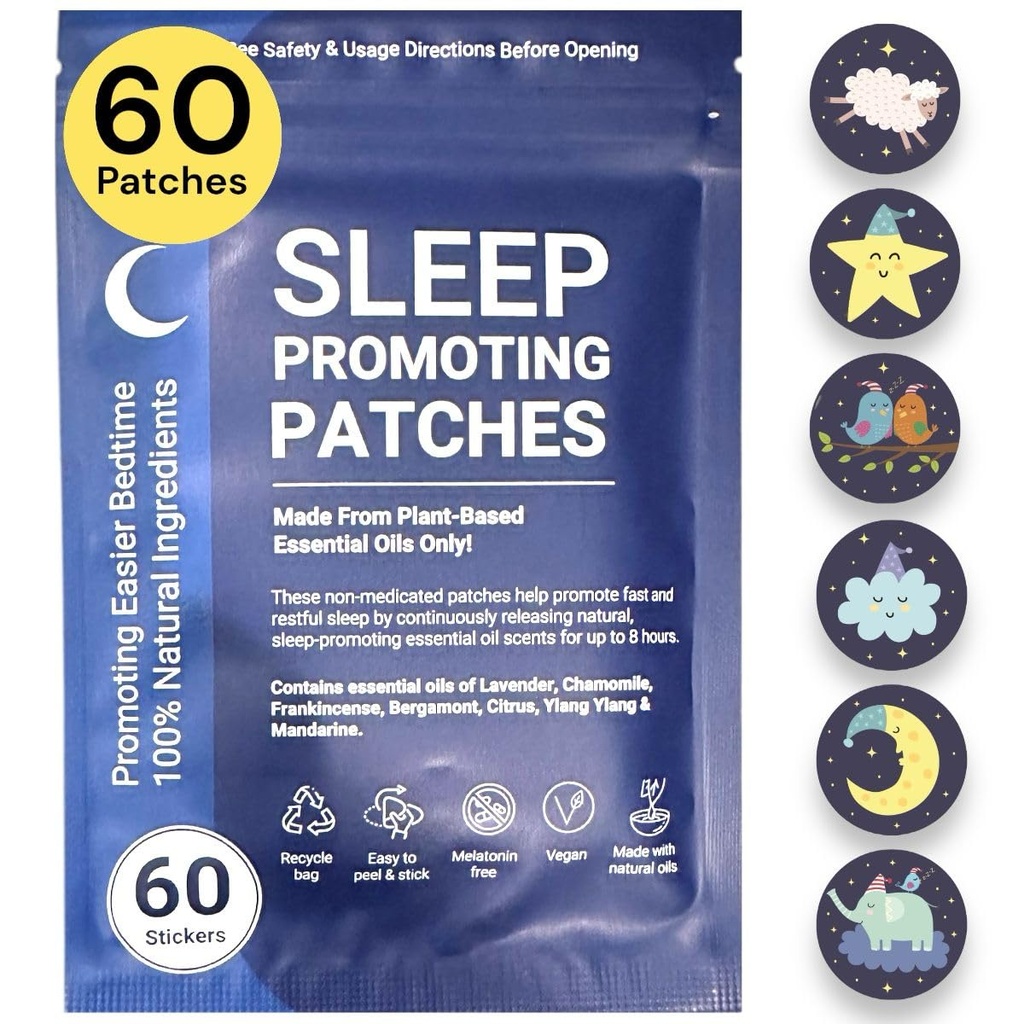 成人和孩子们的睡眠补丁 -- -- 60 % 植物型天然基本油 睡眠辅助补丁、无梅拉托宁的睡眠贴纸、禅和易睡时间