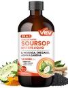VEV Soursop Bitters Liquid, Graviola 提取无糖公式, 20 IN 1, 有黑种子, Moringa & Oregano, 消化健康和免疫功能, 压力缓解, 睡眠支持, Vegan - 16 oz