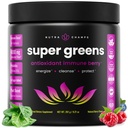 NutraChamps 超级绿色 粉末 超级食品 20+ 有机绿色 蔬菜 全食品 小麦草 螺旋藻 氯亚基 抗氧化剂 消化酶和亲生复合剂(9.1 OZ,抗氧化剂)
