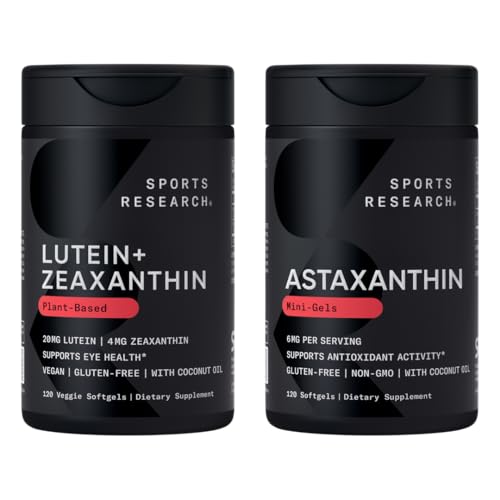运动研究-20mg Lutein + 4mg Zeaxanthin 与Lute-Gen + 和 6mg Astaxanthin 补充 冰岛Astalif(各120个软胶)