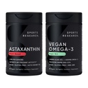 运动研究 βn抗氧化剂支持包 - Omega-3 Algae Oil and Plant 基于Astaxanthin Softgel 用于抗氧化剂活动,皮肤和眼部健康(各60个Veggie Softgels)