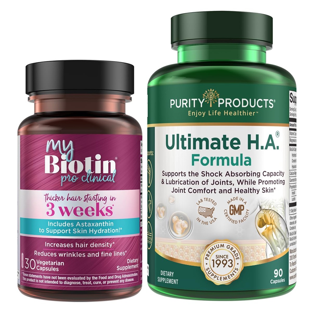 纯度产品包 - MyBiotin ProClinical + 最终H.A MyBiotin ProClinical(Biotin, MB40X Matrix, Astaxanthin) - 最终H.A.(BioCell Collagen, Quercetin, Hyaluronic Acid + 更多)