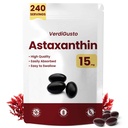 15mg Astaxanthin → 240 Softgels → Astaxanthin 补充 → 8个月供应 → 抗氧化剂支持,眼和皮肤健康 → 内部循环 → 非GMO,无糖,无豆