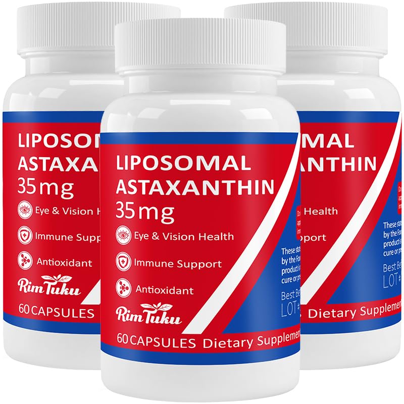 35mg Liposomal Astaxanthin 补充 - 强抗氧化剂支持皮肤,联合和眼部健康 - 天然抗衰老公式 纯Astaxanthin - Vegan, Non-GMO, 180 Capsules