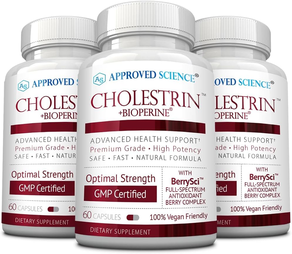 经批准的科学胆固醇- Lipid 级支持-抗氧化剂,Lecithin, Berberine HCL, Berries, BioPerine - 60 Capsules - Pack of 3
