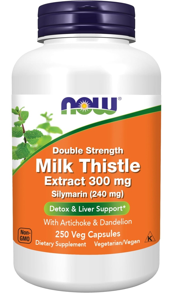 Now Foods Supplements, Silymarin Milk Thetle 提取300 mg 与 Artichoke 和 Dandelion, 双强力, 支持liver函数 *, 250 Veg Capsules (1)