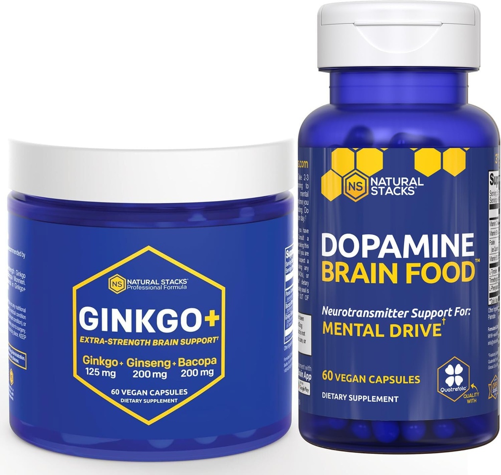 天然粘合剂 Ginkgo Biloba + 多巴明脑食品包 - 支持焦点和精神驱动器 * - 120总盖