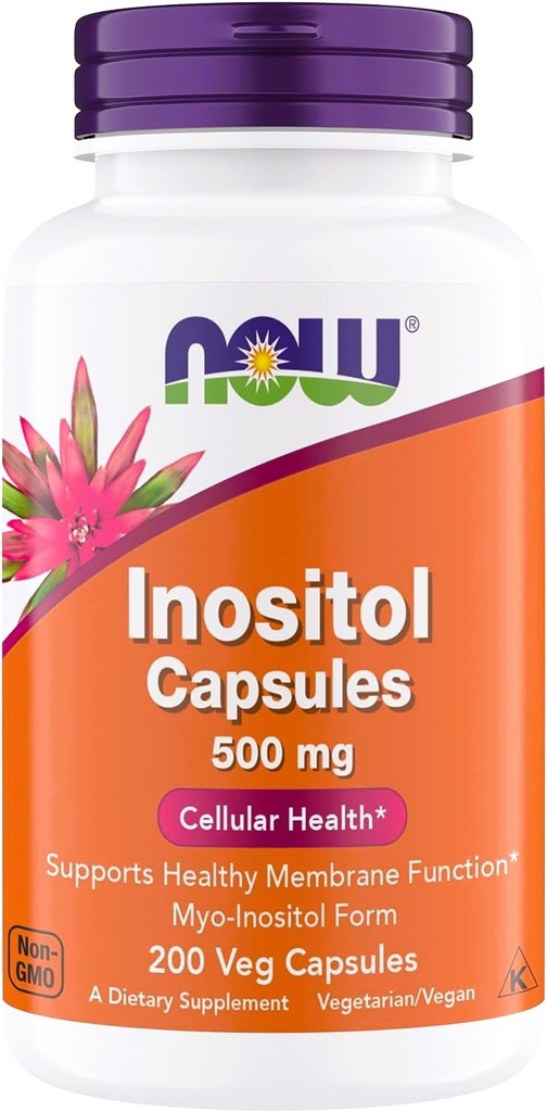 Nows食品 Inositol 500 mg,Superior Myo Inositol Form,用于健康膜功能*,细胞健康*,支持妇女* Kosher,适用于Vegans - 200 Vegetarian Capsules (Pack of 1)