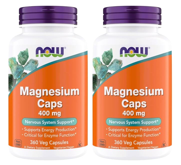 NNOS 食品补充品,镁400毫克,酶功能*,神经系统支持*,360 Veg Capsules (Pack of 2)