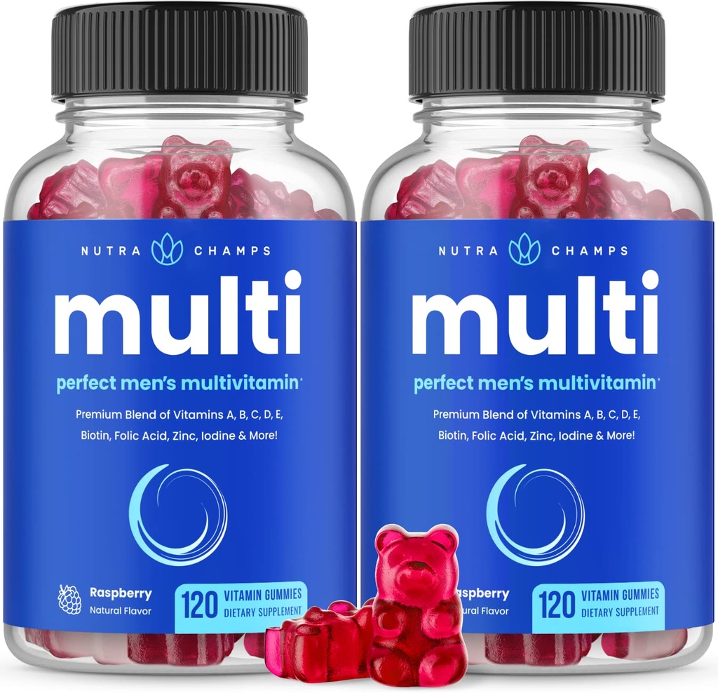 男性的NutraChamps 多维特敏,240个计数,维生素A,B,C,D,E,Biotin,Zinc,Mens Gummy 多维特敏补充剂,Chewable Daily Multi Gummy Vitamins for Men (Pack of 2)