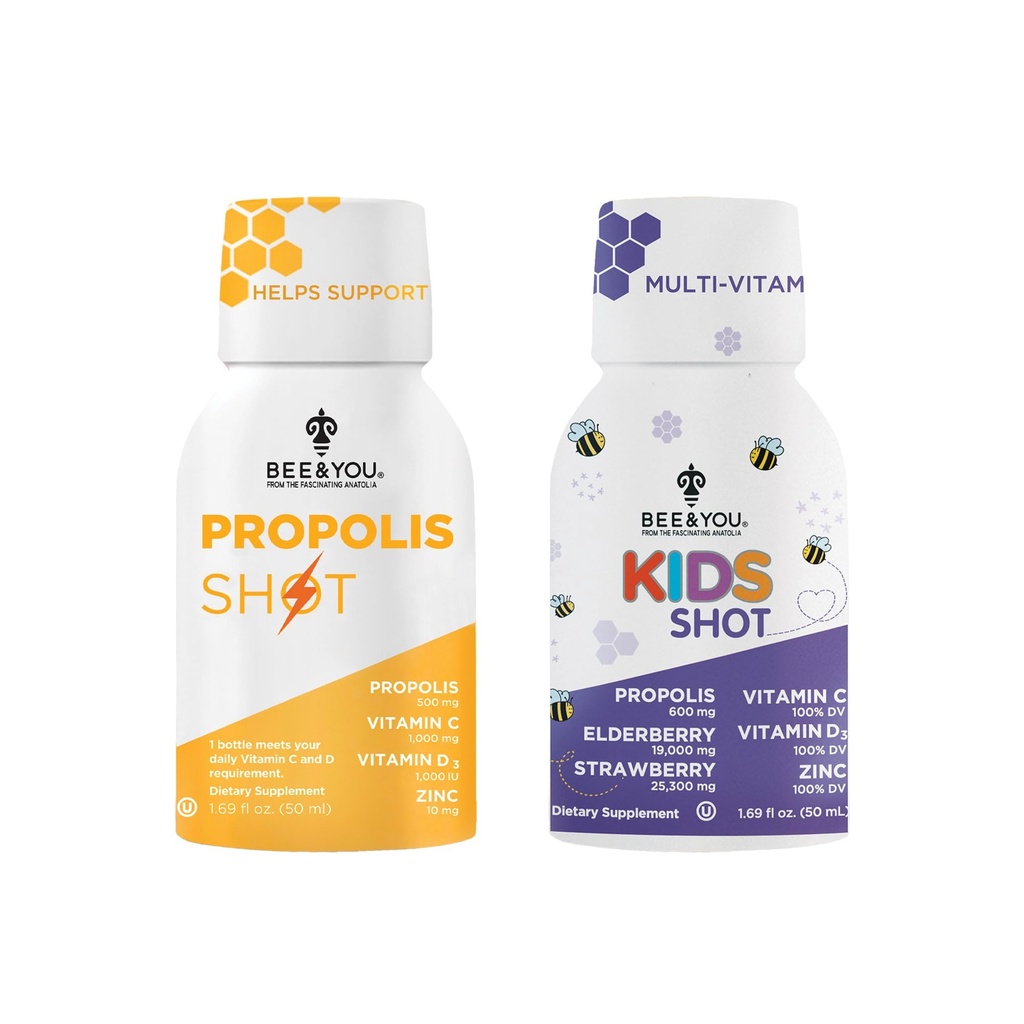 (原始内容存档于2019-09-29) (英语). Bee and You Propolis Shot and Kids Shot Bundle, Natural Propolis Shot Supplements Supplements, Antioxidants, Vitamin C, VIT D3, Zinc, Orange Juice, Raw Honey 2 * 12瓶