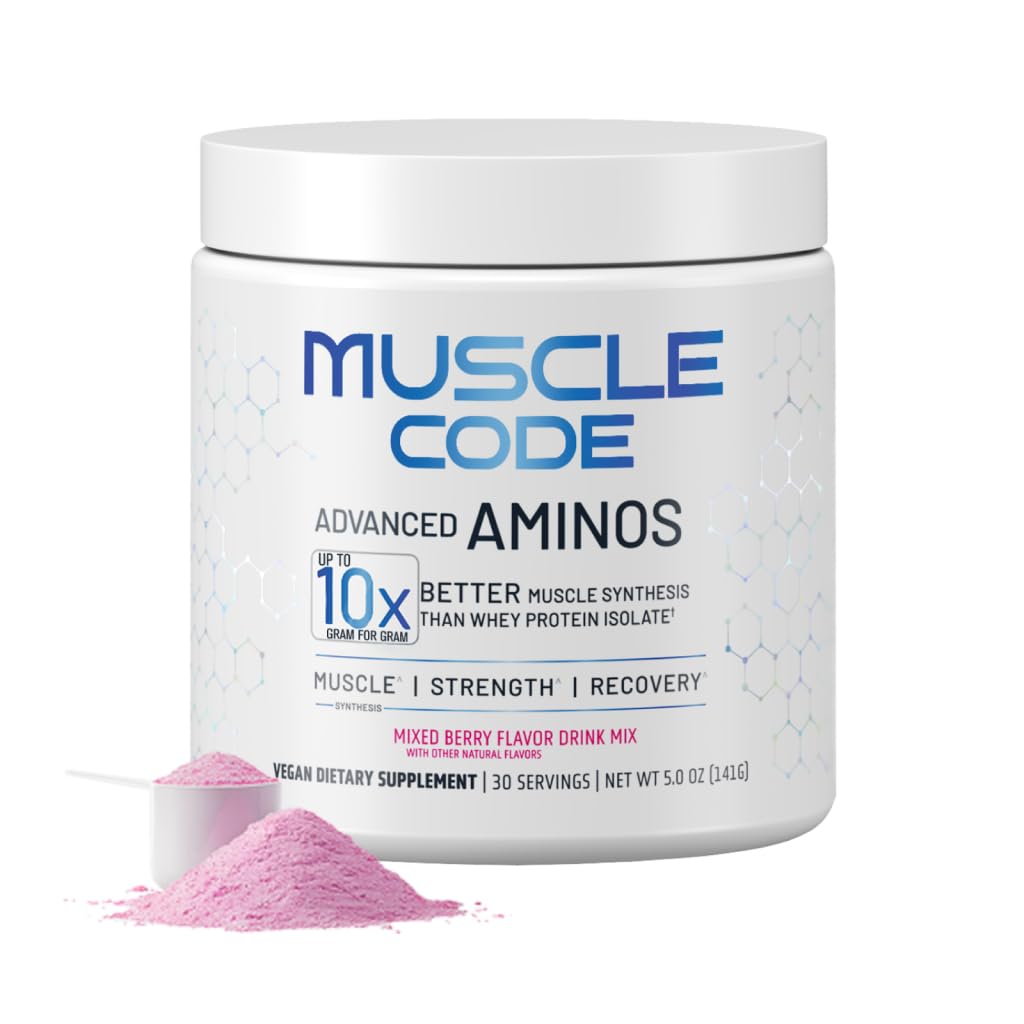 NAUTILUS Muscle Code 基本氨基酸粉肌肉合成与修复及强力 天然混合莓 Flavor – 30 services 临床研究 0g 糖, Keto, Vegan, Gluten Free, Dairy Free