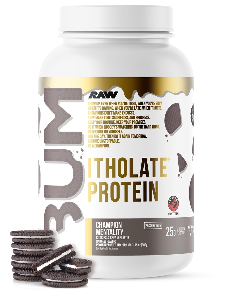 RAW WHY 隔离蛋白粉、饼干和奶油蛋白(CBUM Itholate Protein) - 肌肉生长和恢复运动营养粉 - 低脂肪、低碳25种服务