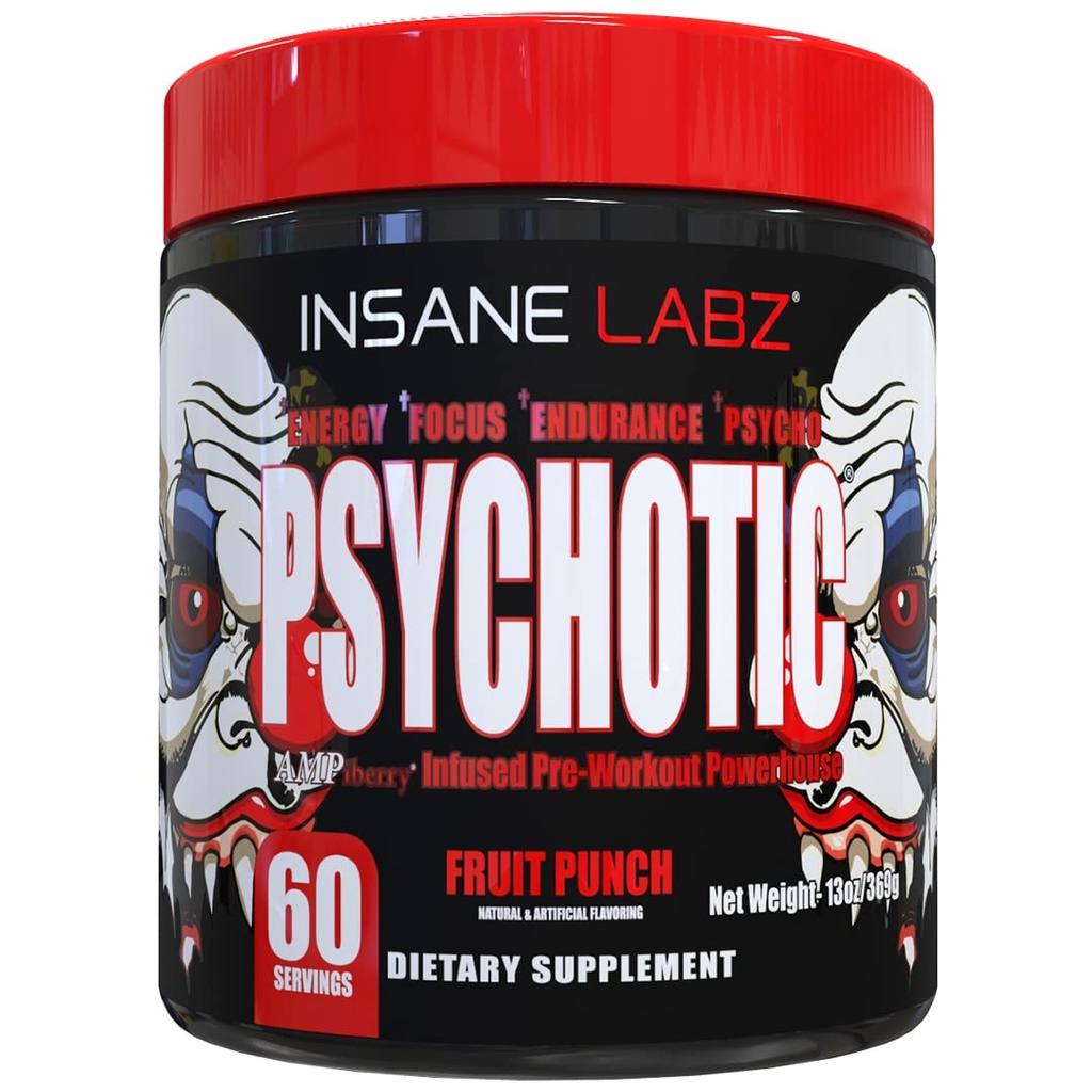 Insane Labz 精神科,高兴奋剂预研粉,极端耐久能量,与Beta Alanine, Creatine Monohydrate, DMAE, 60 Srvgs, 水果扑克