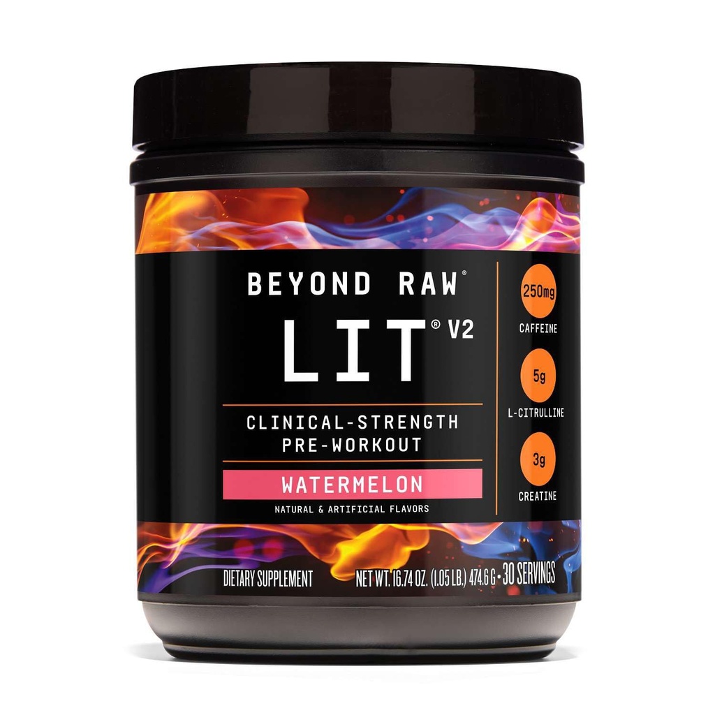 BEYOND RAW LIT V2 临床强度 预研粉,Hits harder, Bigger Pumps, Cafeine, L-Citrulline, Creatine, 西瓜, 30种服务