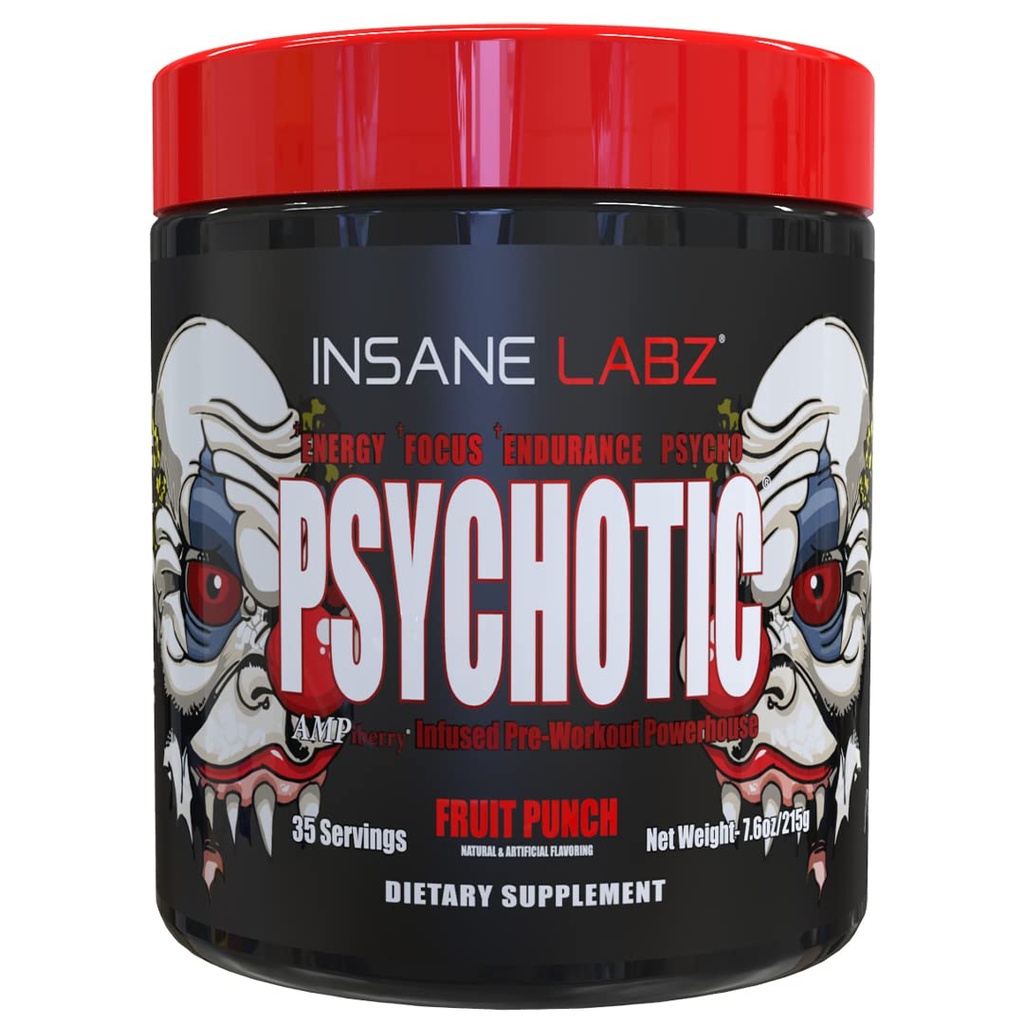 Insane Labz 精神科,高兴奋剂预研粉,极持久能量,与Beta Alanine, Creatine Monohydrate DMAE, 35 Srvgs (Fruit Punch) 的专注和耐力