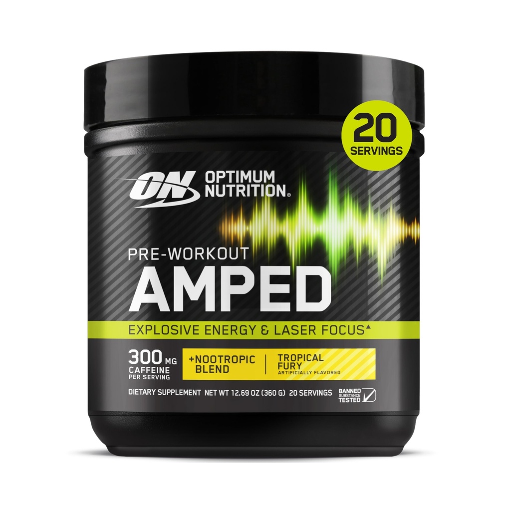 " 最佳营养 " 预战,包括Citrulline、Beta-Alanine、Nootrophics和300毫克咖啡因能源、热带怒火、20种服务(5月Vary包装)