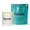 Beam Creatine Monohydrate + Pre Workout Bundle – 强度,耐力和肌肉恢复堆积 – 清洁能源和水力支持,第三方测试峰值训练性能